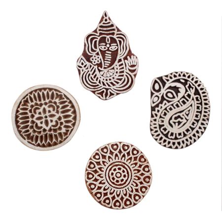 Set of 4 Piece New Mix Wooden Printing Block